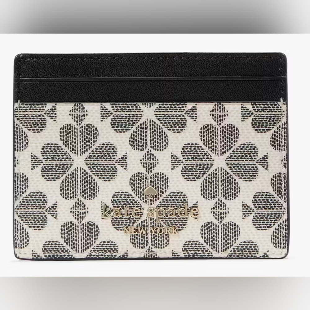 NWT Kate Spade Black Spade Flower Card Holder